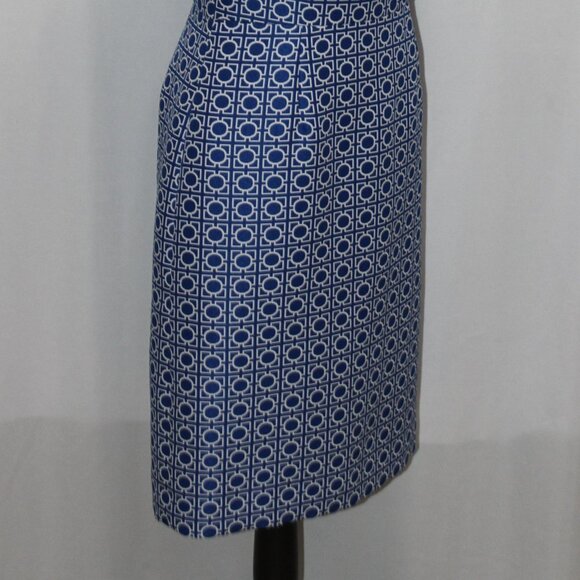 Tahari Levine Studio A-Line Sleeveless Dress Zip-Up Blue & White - Picture 15 of 15